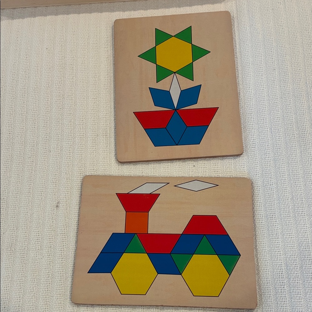 Colorful Wooden Pattern Blocks Set - Picture 4 of 5